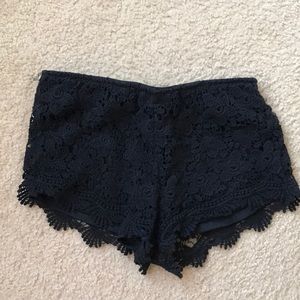 NWOT Black lace overlay shorts